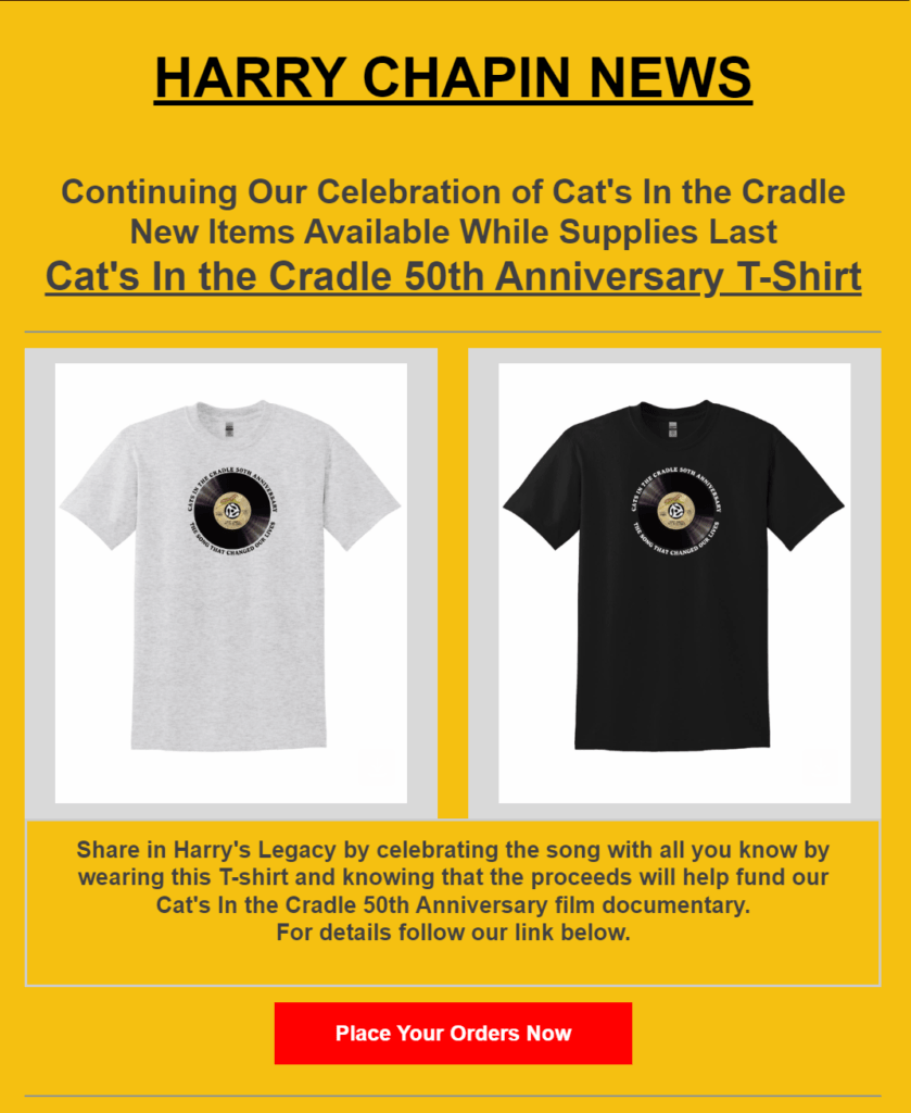 Cats In the Cradle 50th Anniversary Tee Shirt